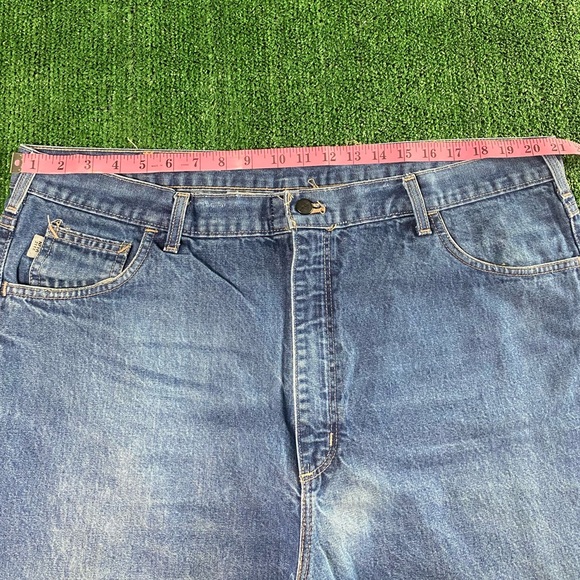 Carhartt FR Flame Retardant Size 42X32 Denim Blue Jeans Made In USA FRB100 - Picture 5 of 11